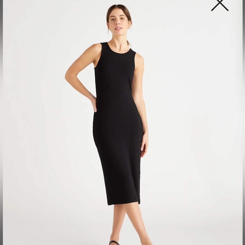 Quince Black Sleeveless Midi Dress